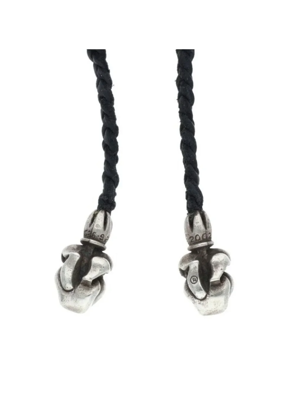 Chrome Hearts Leather Braid Lip and Tan Silver Necklace